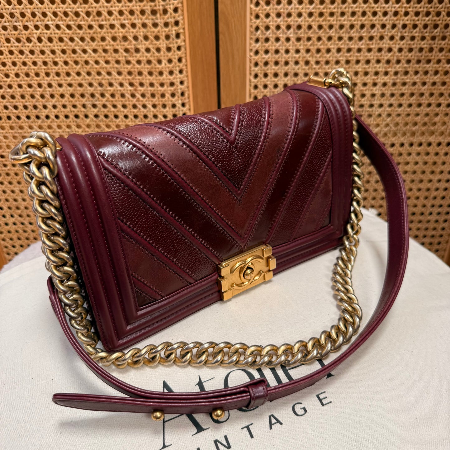 Chanel Rare 2016 Bordeaux Le Boy in Caviar mix