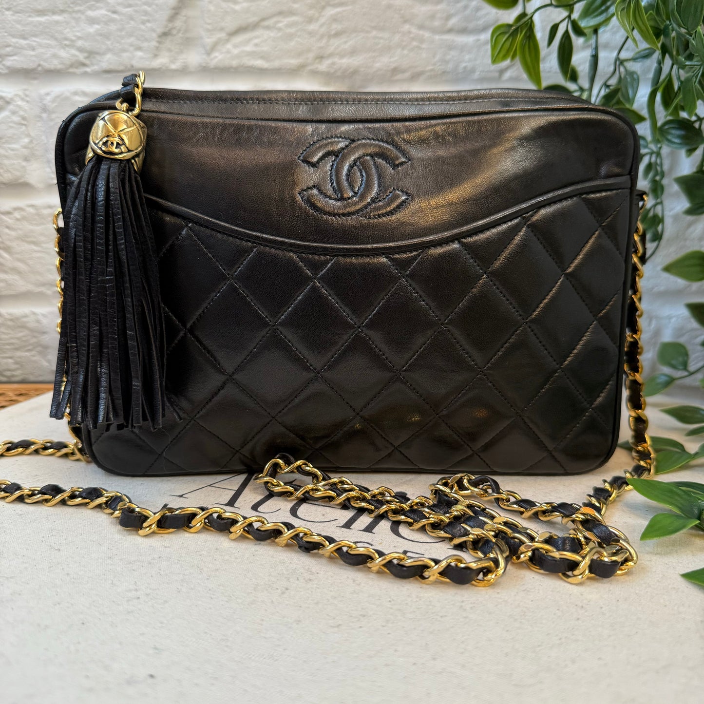 Chanel 1989 CC Quilted Vintage Tassel Camera Bag