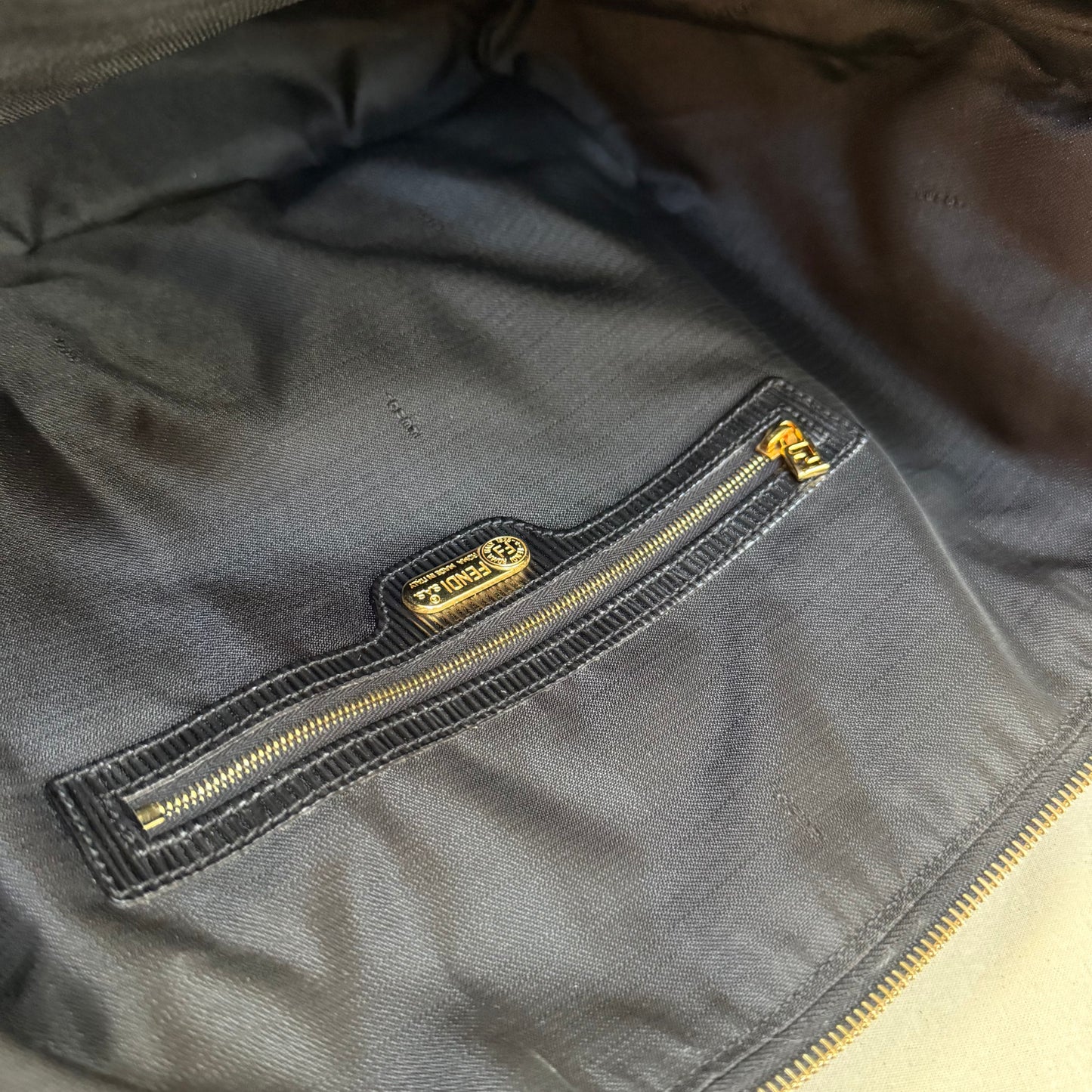 Fendi Pequin Noir Two Way Tote