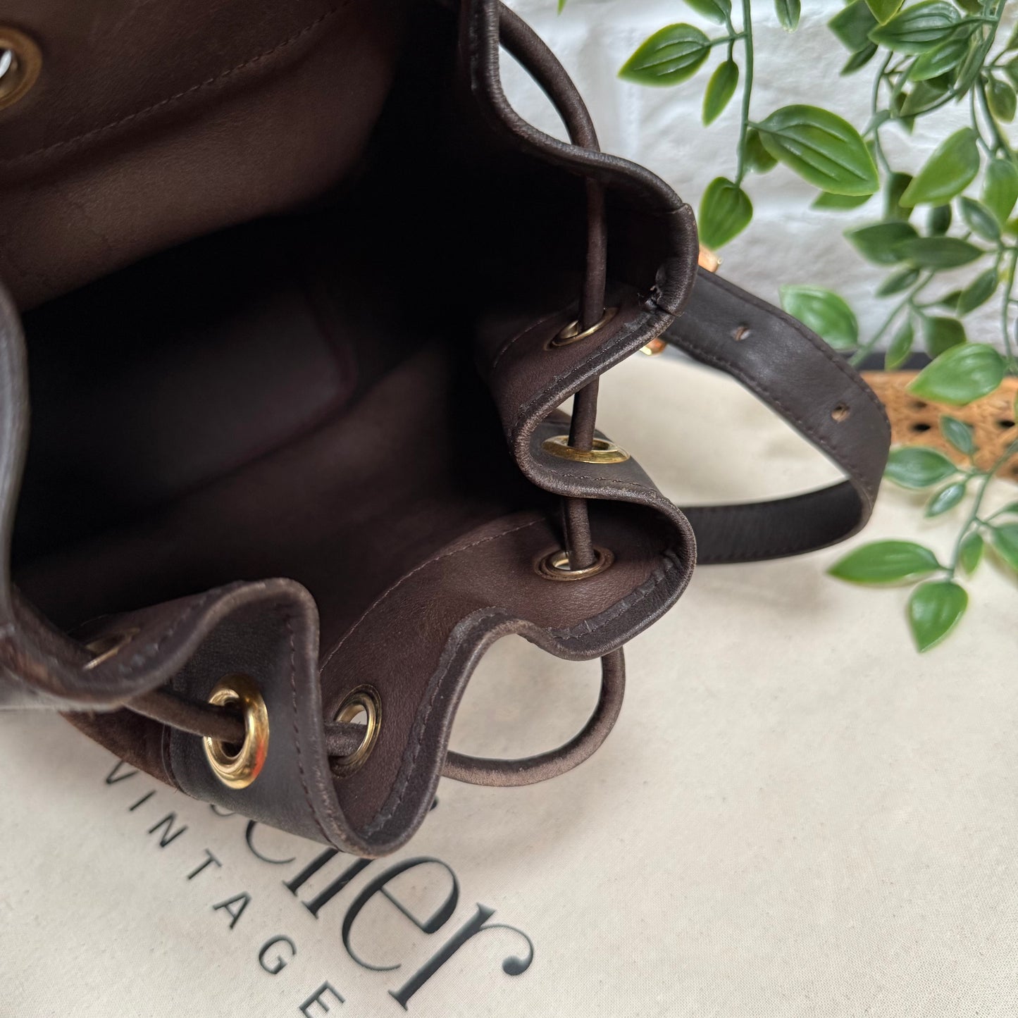 Loewe 1980s Suede & Leather Anagram Bucket Bag