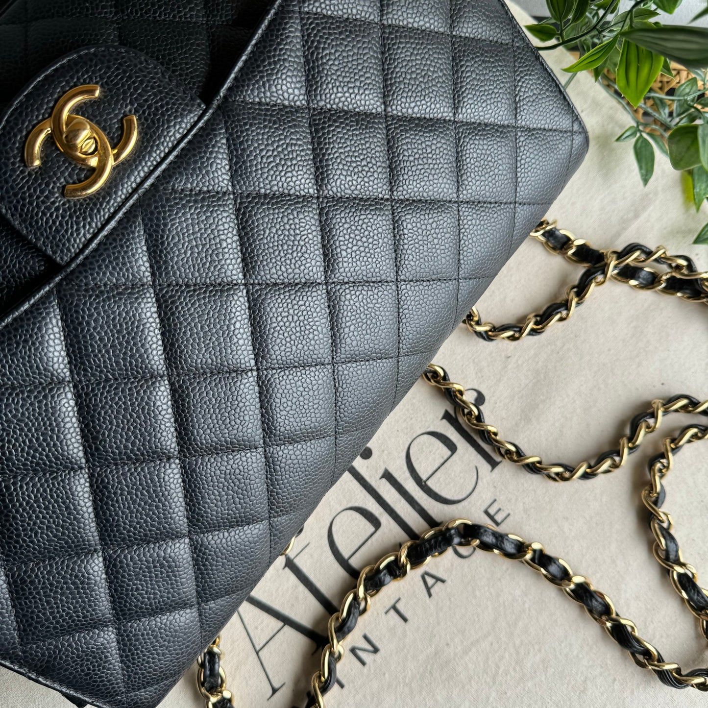 Chanel 2009 Caviar Leather Classic Single Flap Jumbo