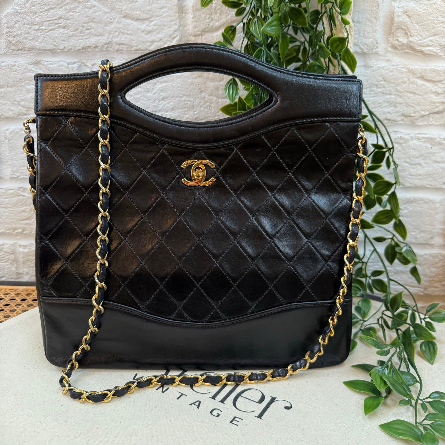 Chanel 1989 Top Handle Two Way Turn Lock Bag