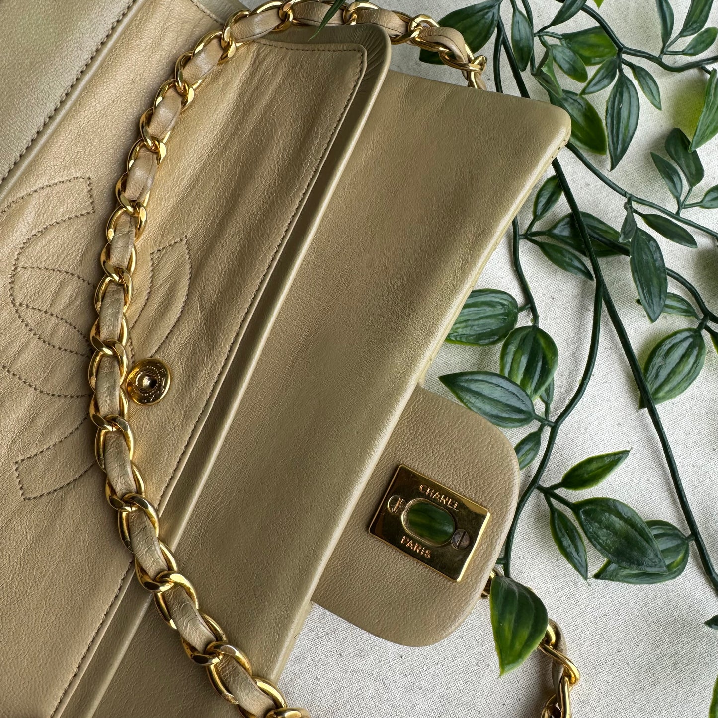 Chanel 1986 Beige Classic Double Flap Small