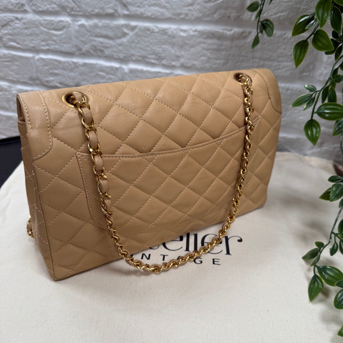 Chanel 1991 Dark Beige Paris Limited Edition Double Flap Medium