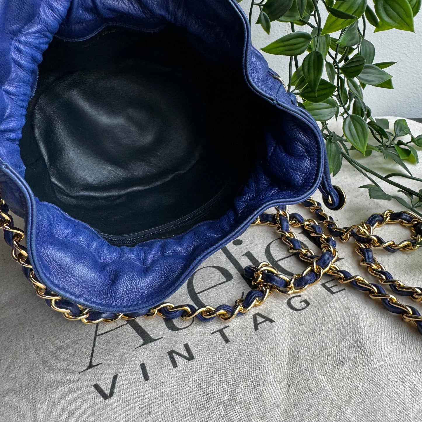 Chanel 1986 Vintage Blue Bucket Bag