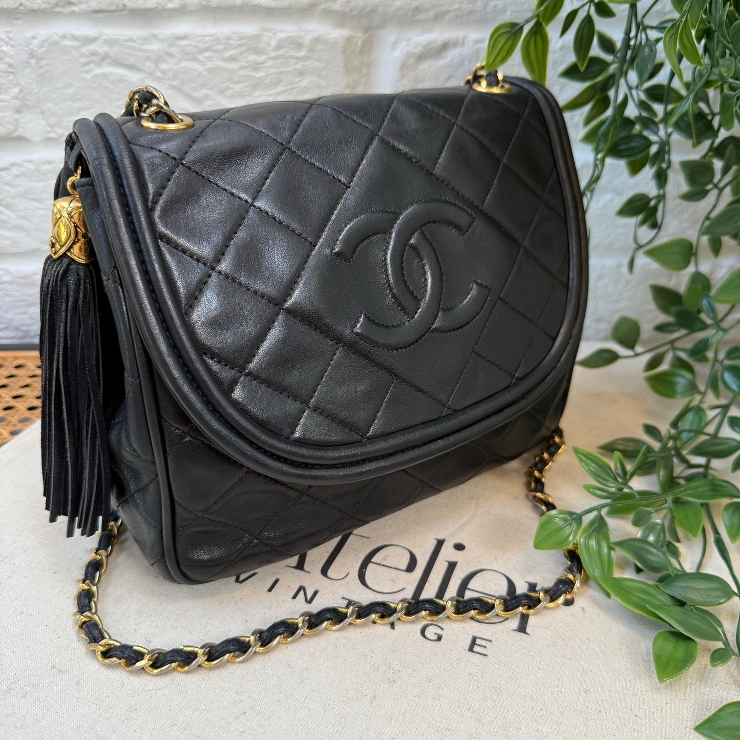 Chanel 1989 CC Quilted Tassel Single Flap