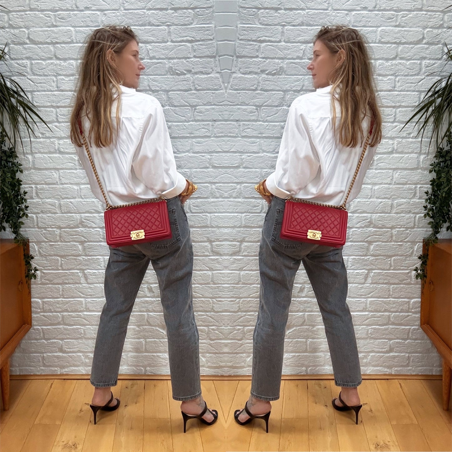 Chanel 2016 Le Boy Red Caviar Old Medium