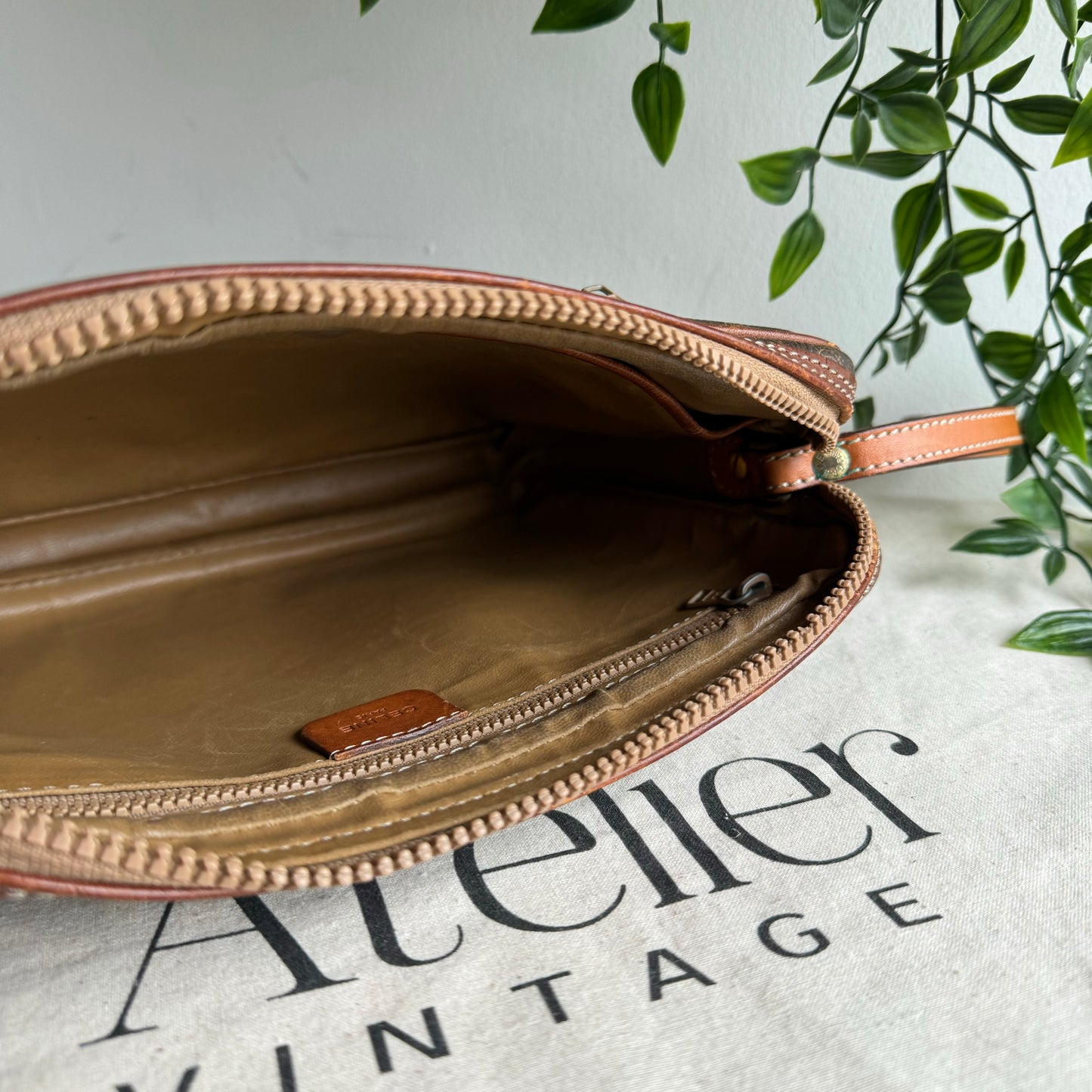 Celine Macadam Print Clutch/Pouch with wrist Strap