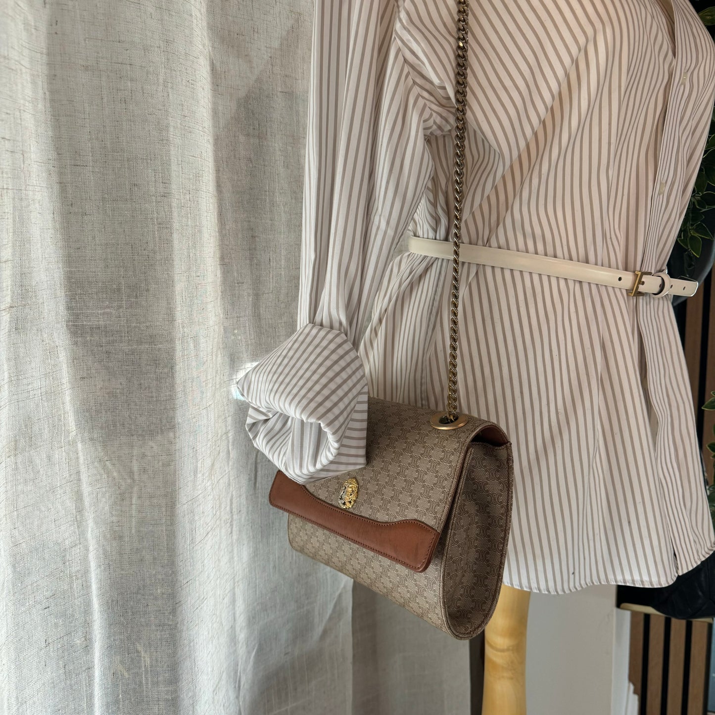 Celine 1980s Triomphe closure Macadam Shoulder Bag