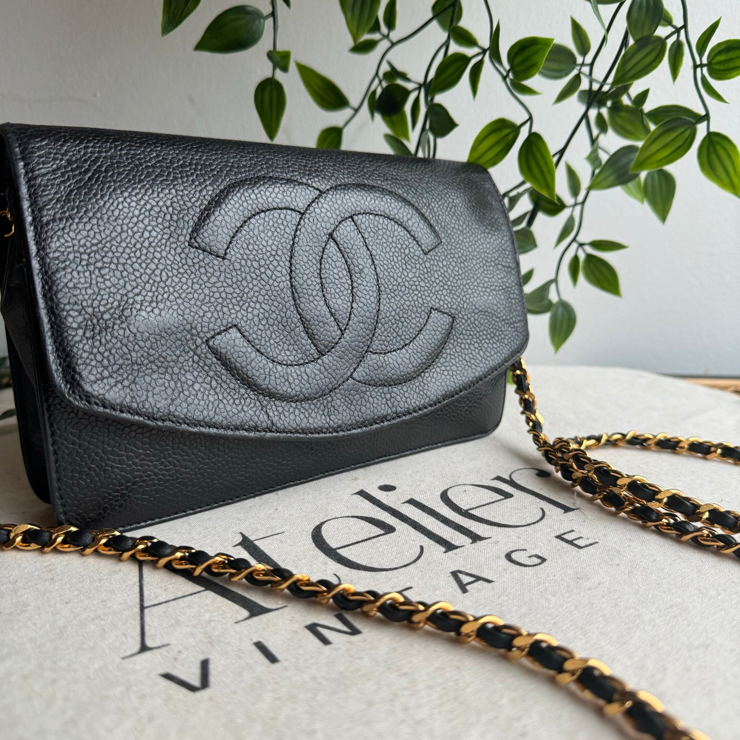 Chanel 1994 Caviar Leather Wallet on Chain WOC