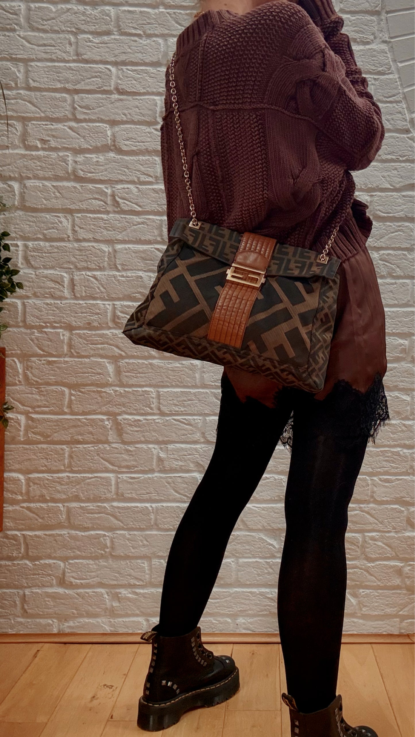 Fendi Rare 1990s Zucca Two Way Maxi Baguette Flap