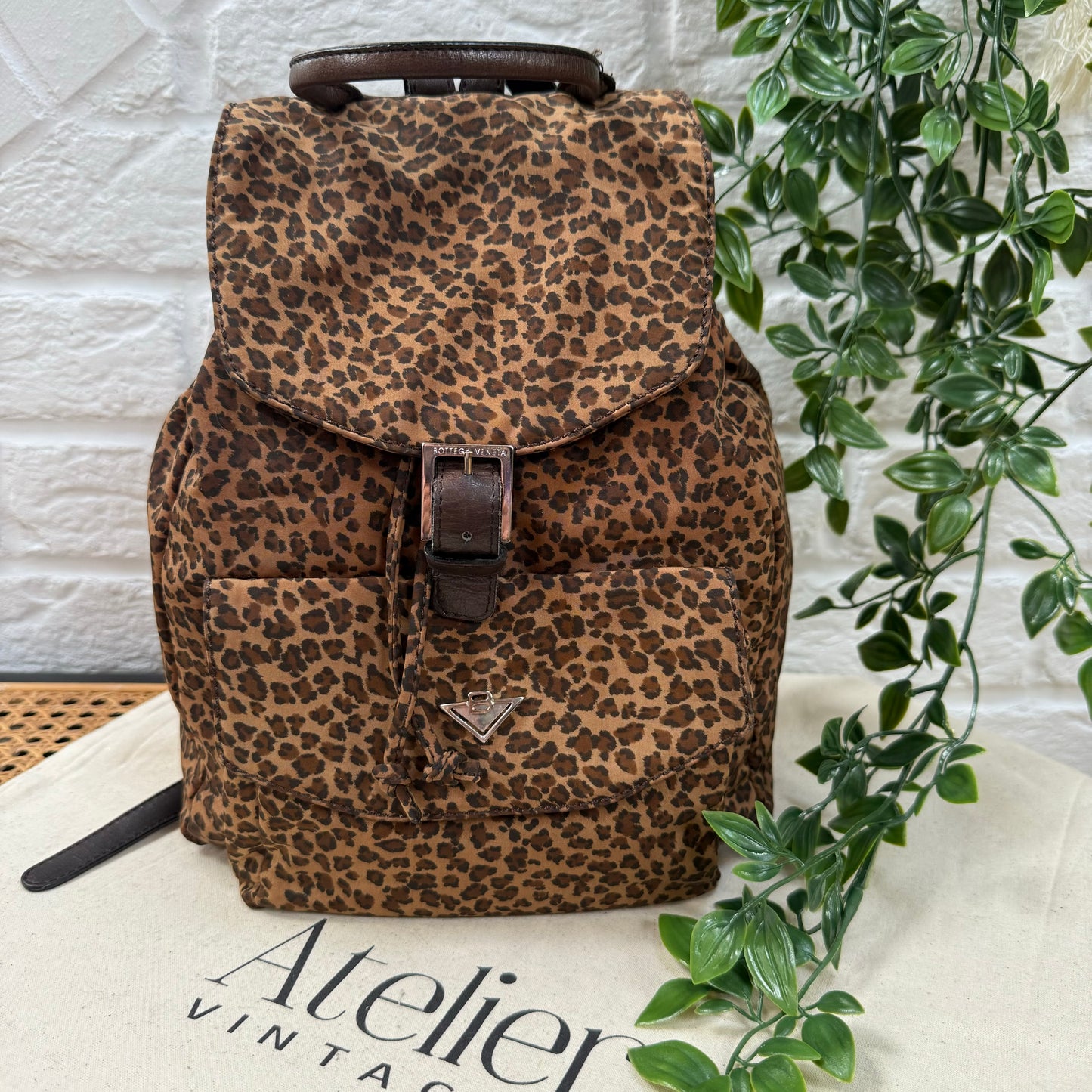 Bottega Veneta 1980s Leopard Print Back Pack