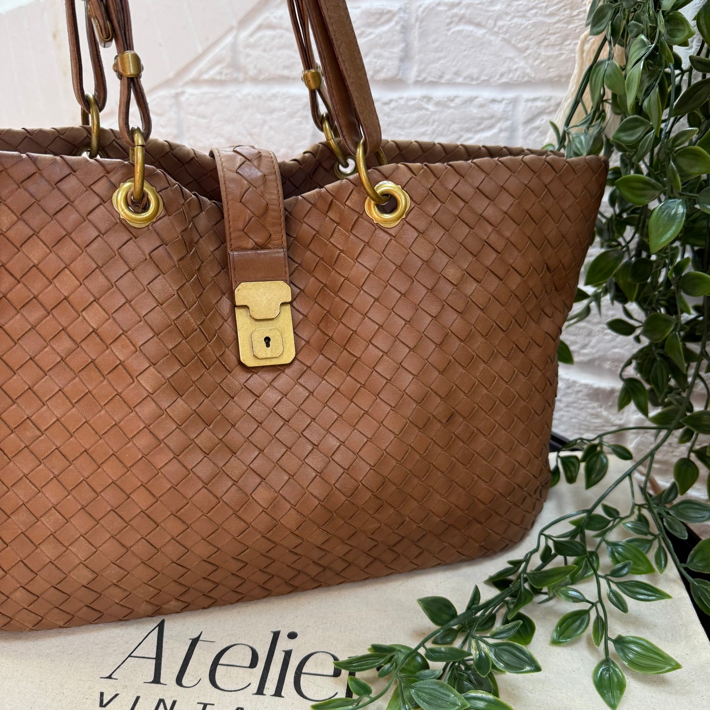 Bottega Veneta 1990s Tan Intrecciato Tote