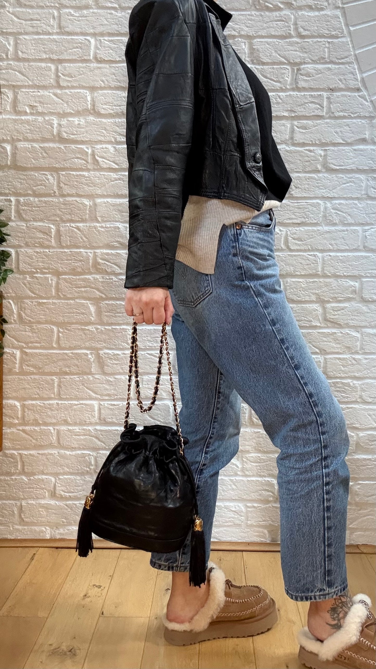1997 Lambskin Double Tassel Bucket Bag