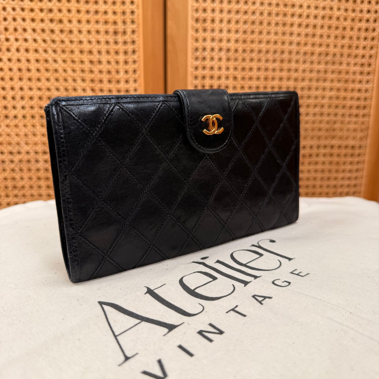 Chanel 1996 Lambskin Leather CC Kisslock Purse