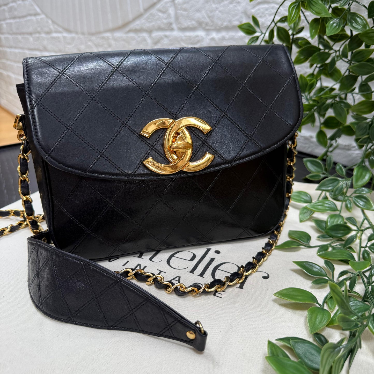 Chanel Jumbo CC Clasp Black Lambskin Cross Body