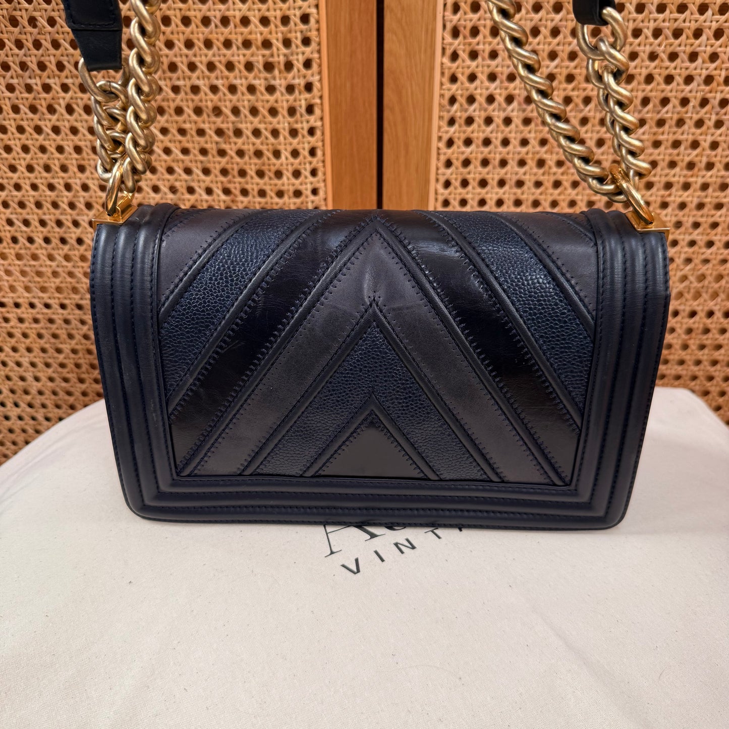Chanel Rare 2016 Navy Le Boy in Caviar mix