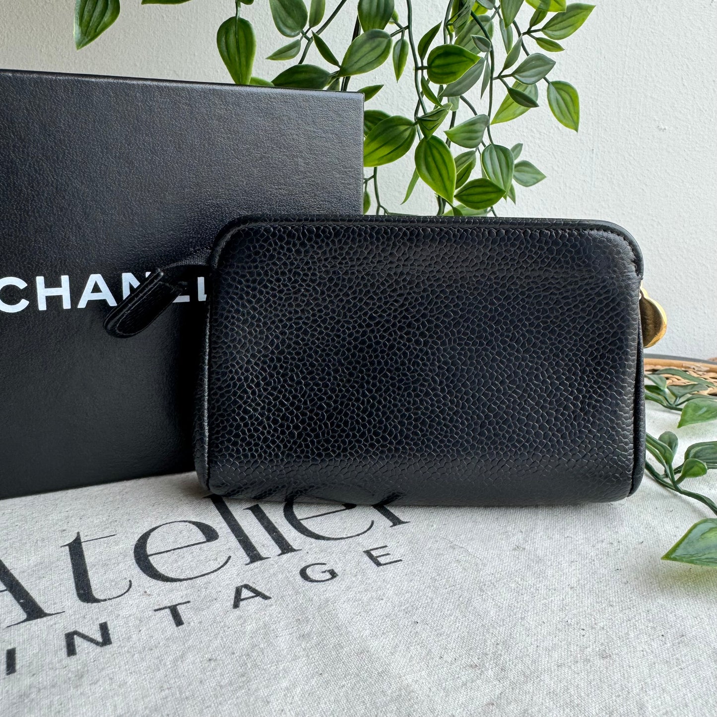 Chanel 1994 CC Caviar Pouch with Box