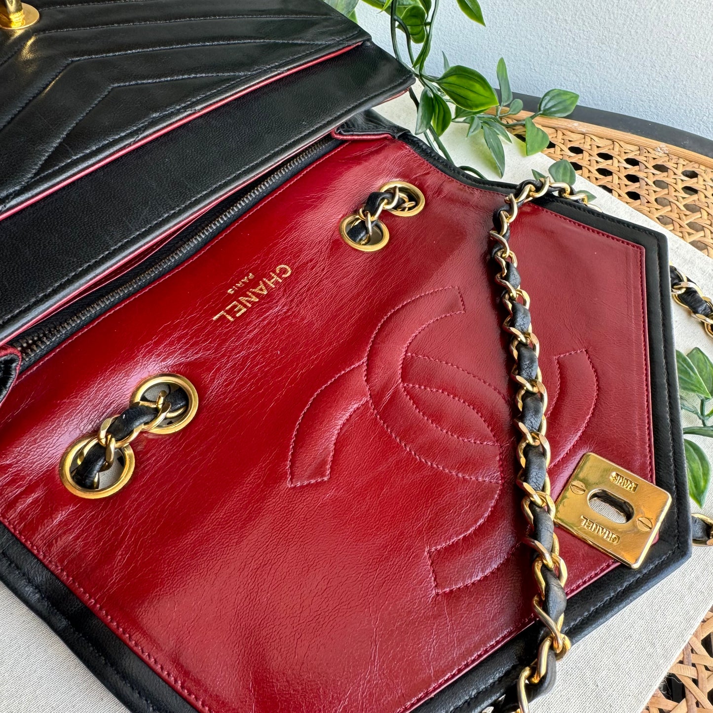 Chanel Early 1980s Chevron Quilted Square Single Flap