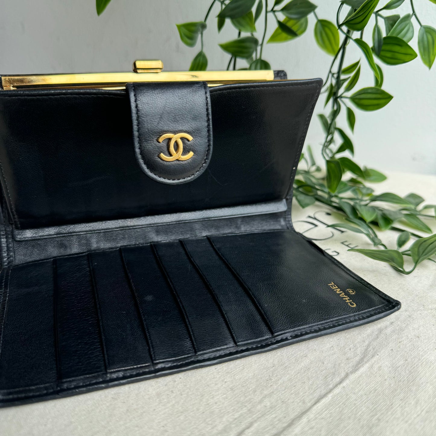 Chanel 1996 Lambskin Leather CC Kisslock Purse