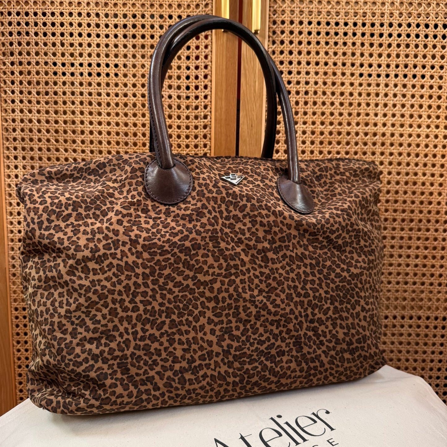 Bottega Veneta 1990s Leopard Print Boston Tote