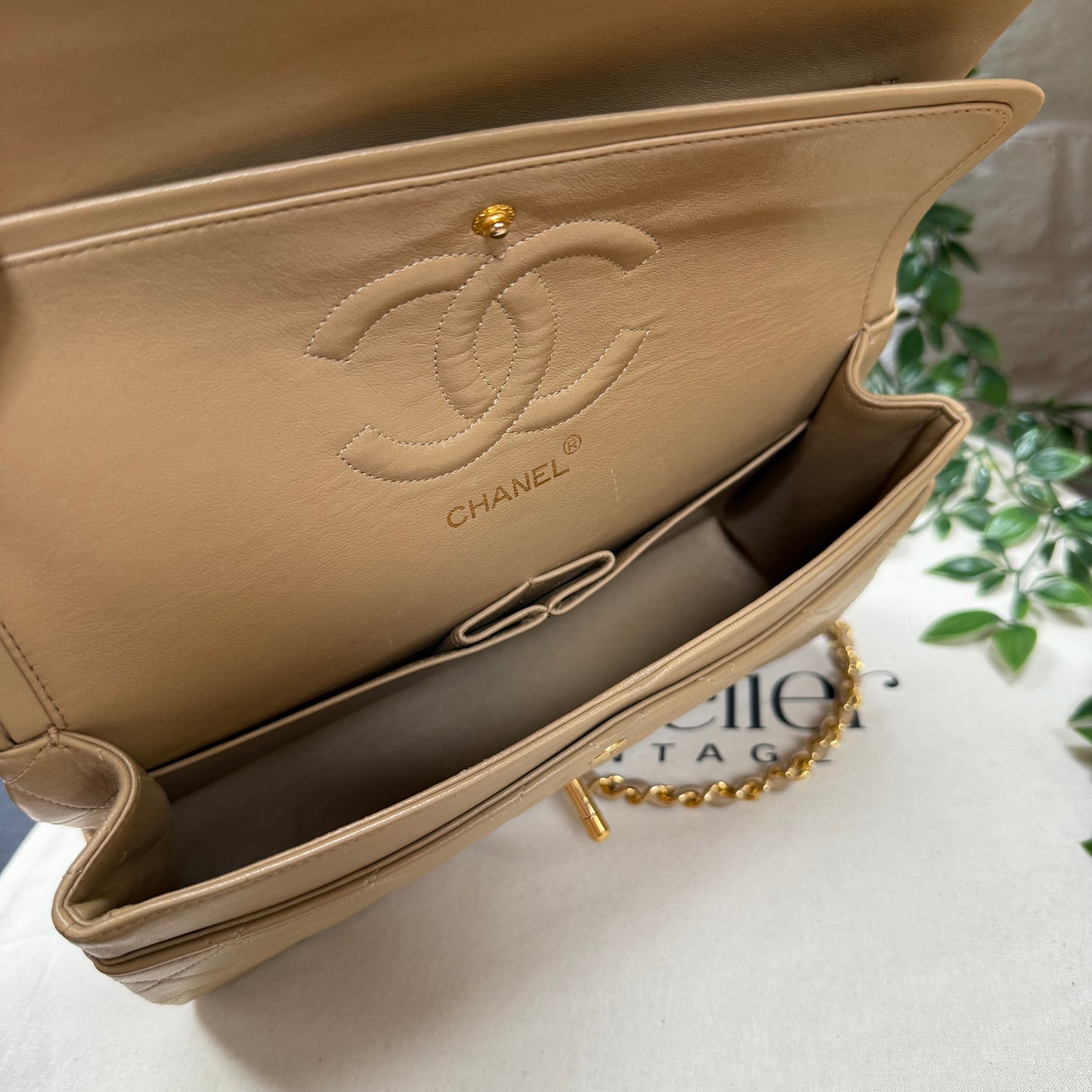 Chanel Rare 1989 Dark Beige Classic Double Flap Medium