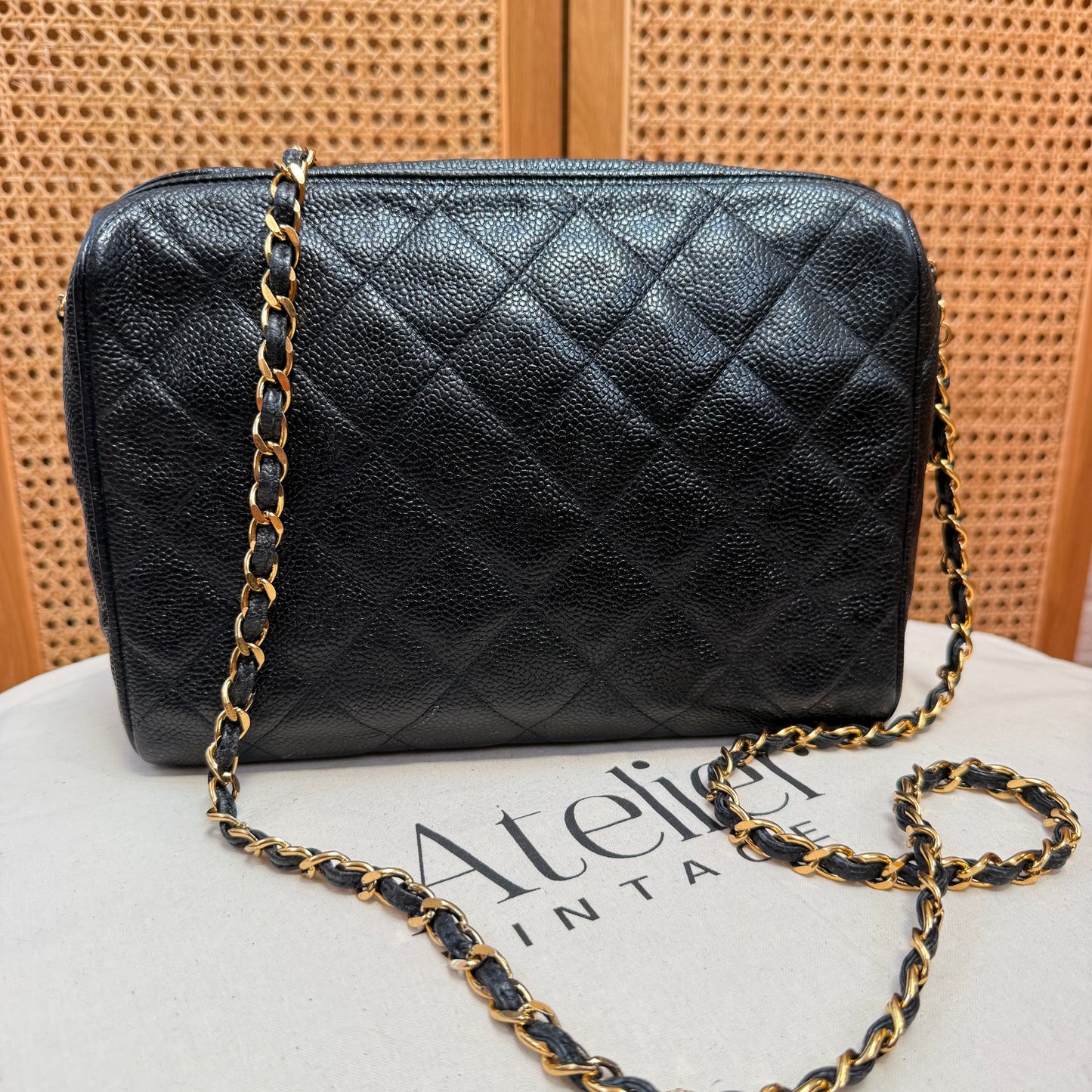 Chanel 1994 Rare Caviar Camera Bag with CC Charm