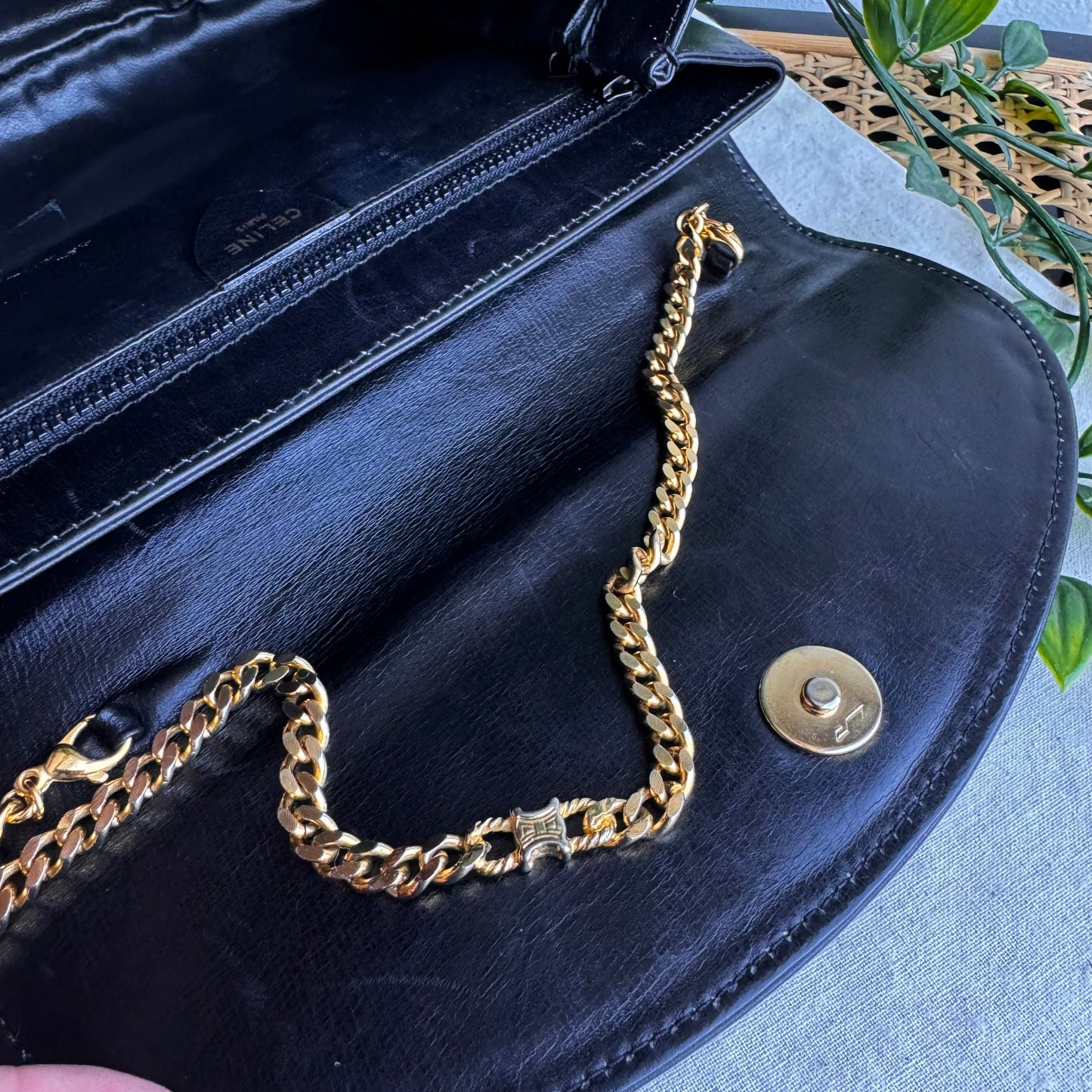 Celine Vintage Triomph Chain Strap Two Way Bag