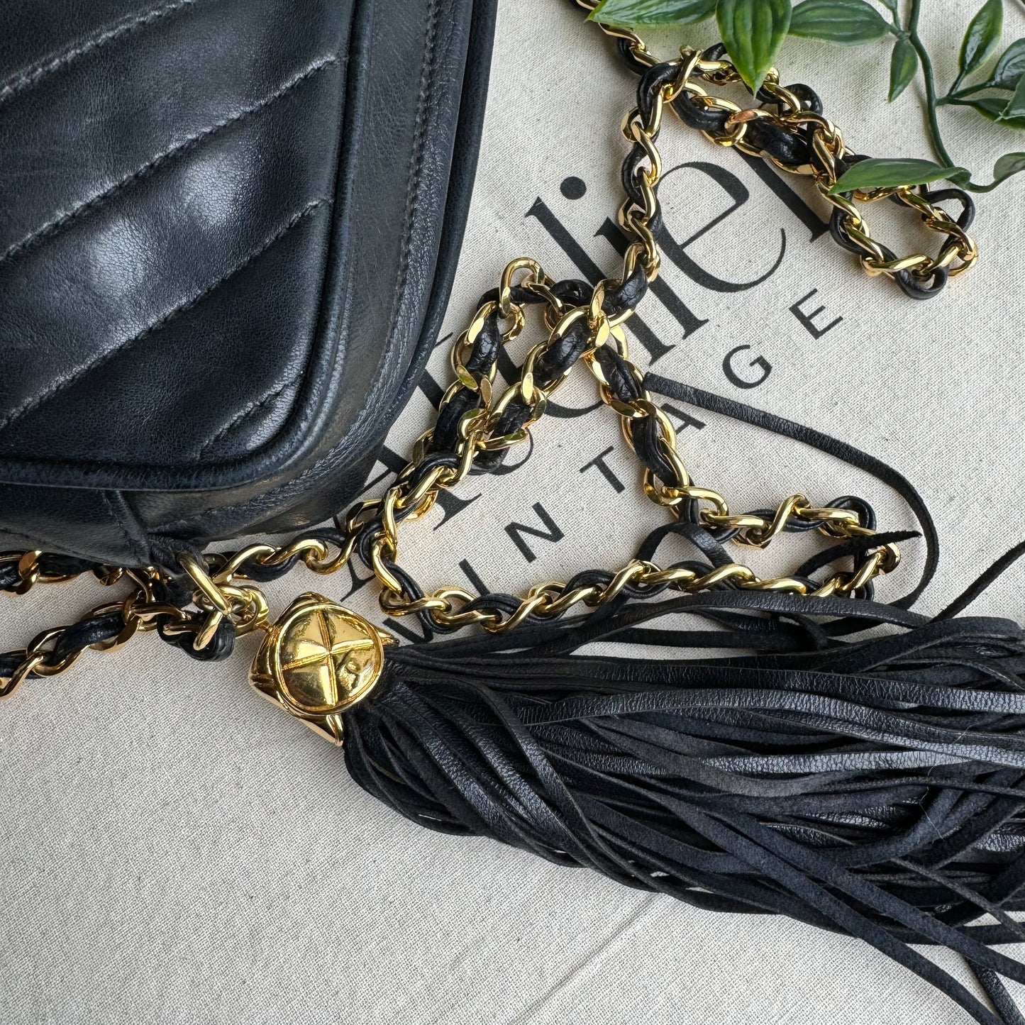 Chanel 1991 Diamond Quilted Vintage Tassel Camera Bag