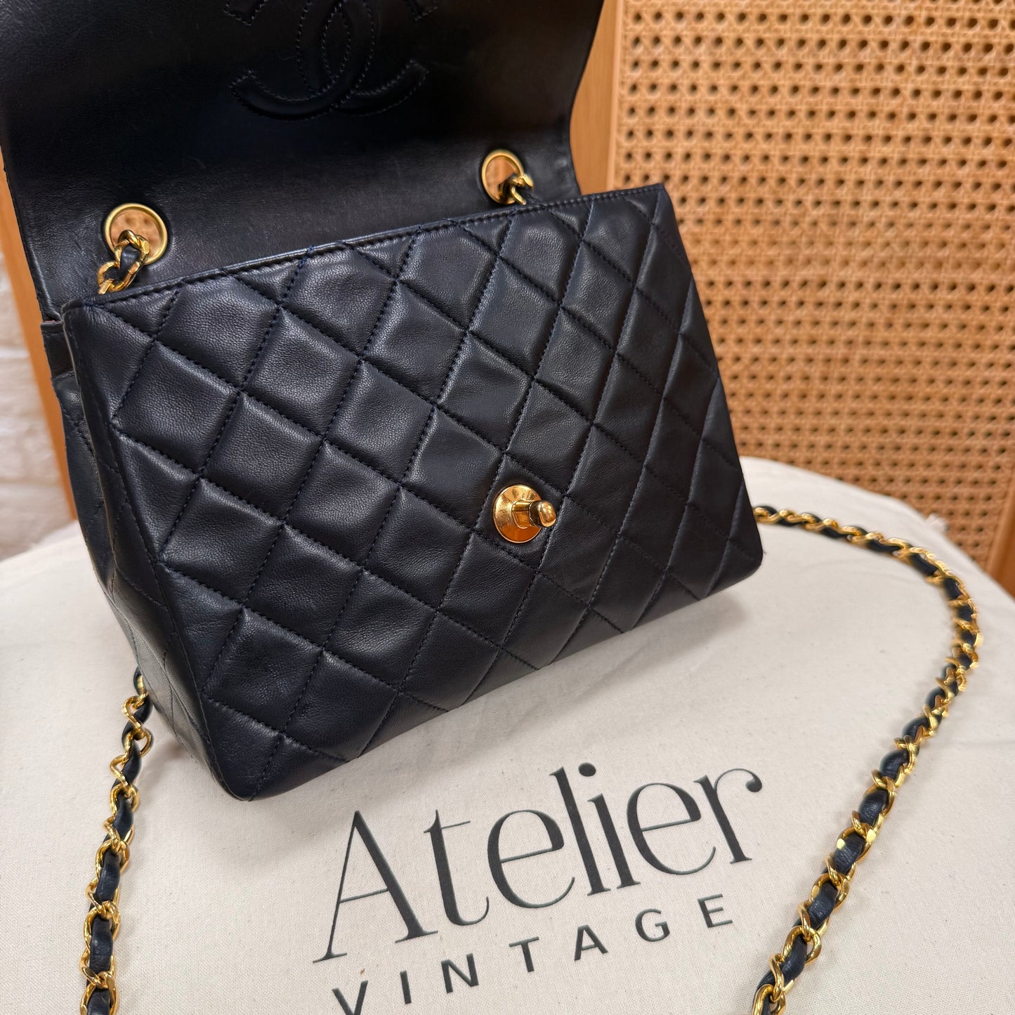 Chanel 1989 Classic Square Single Flap Medium - Navy