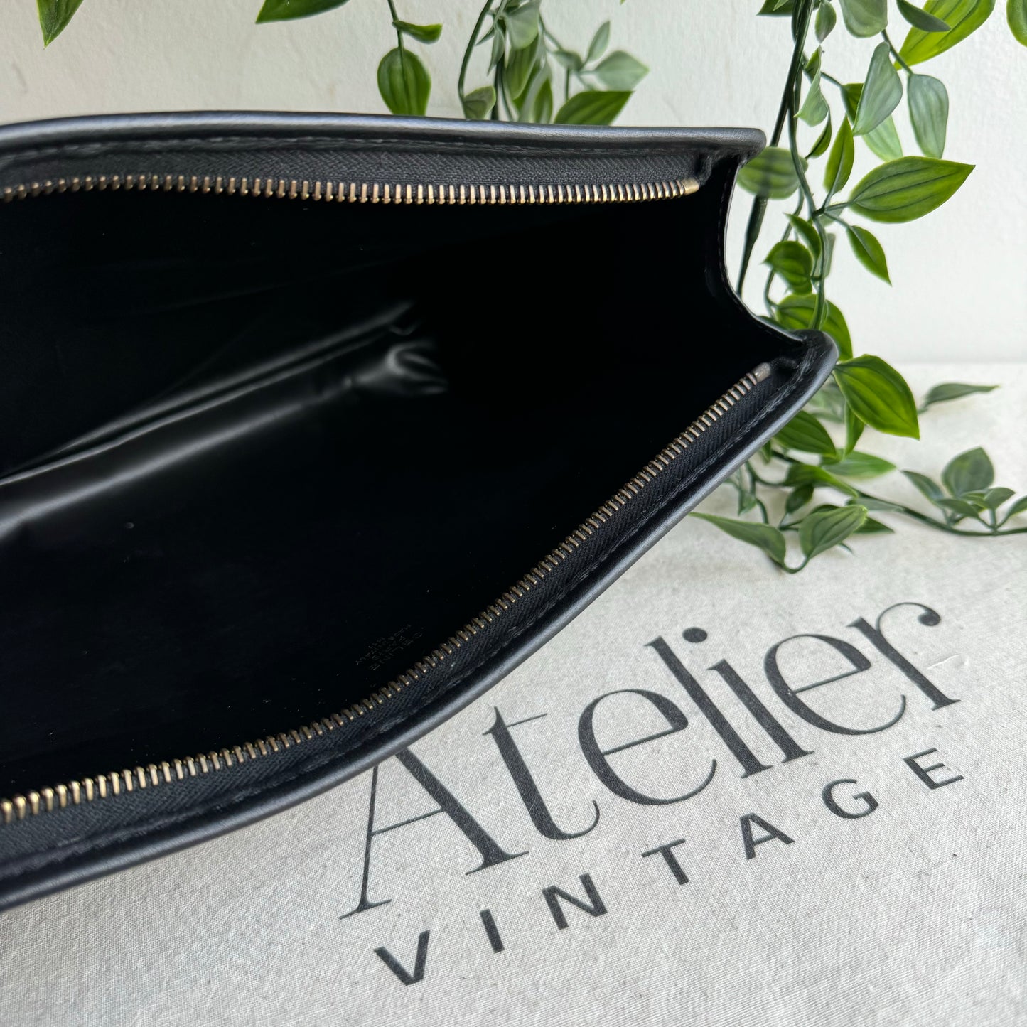 Celine Black Leather Clutch