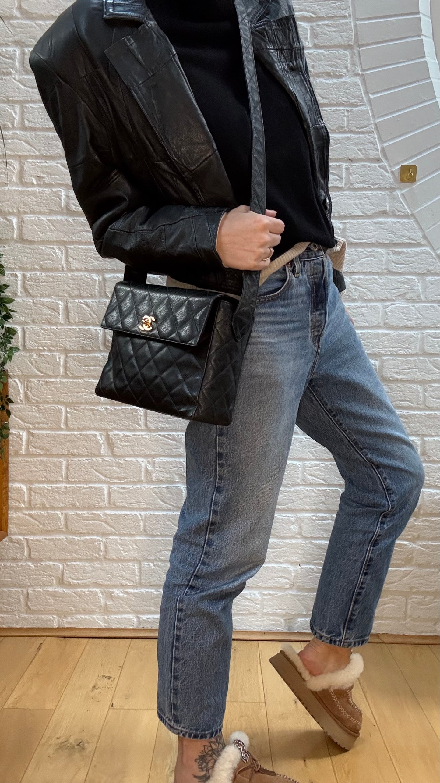 Chanel Collectors Piece 1994 Caviar Cross Body Box Bag with Vanity Mirror