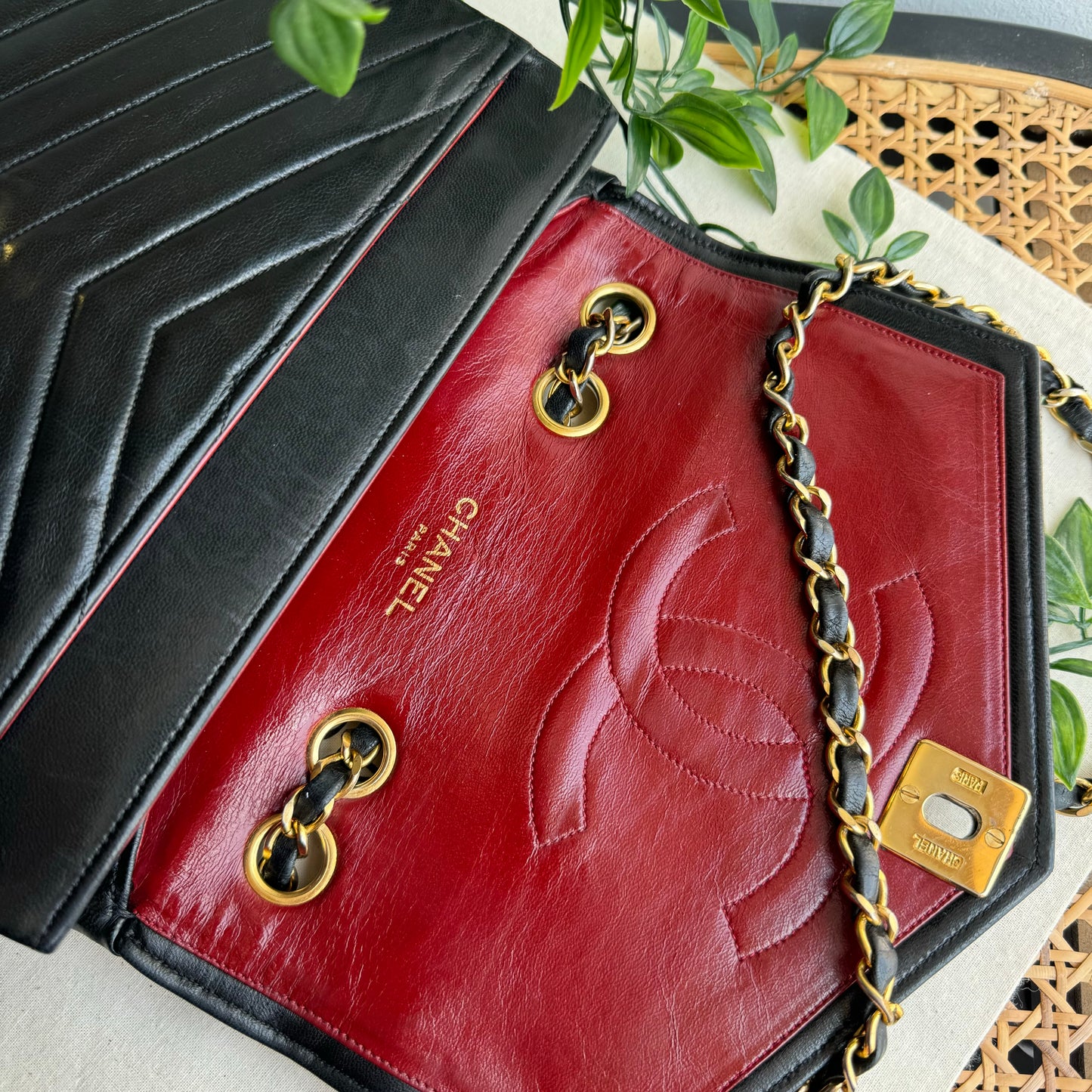 Chanel Early 1980s Chevron Quilted Square Single Flap