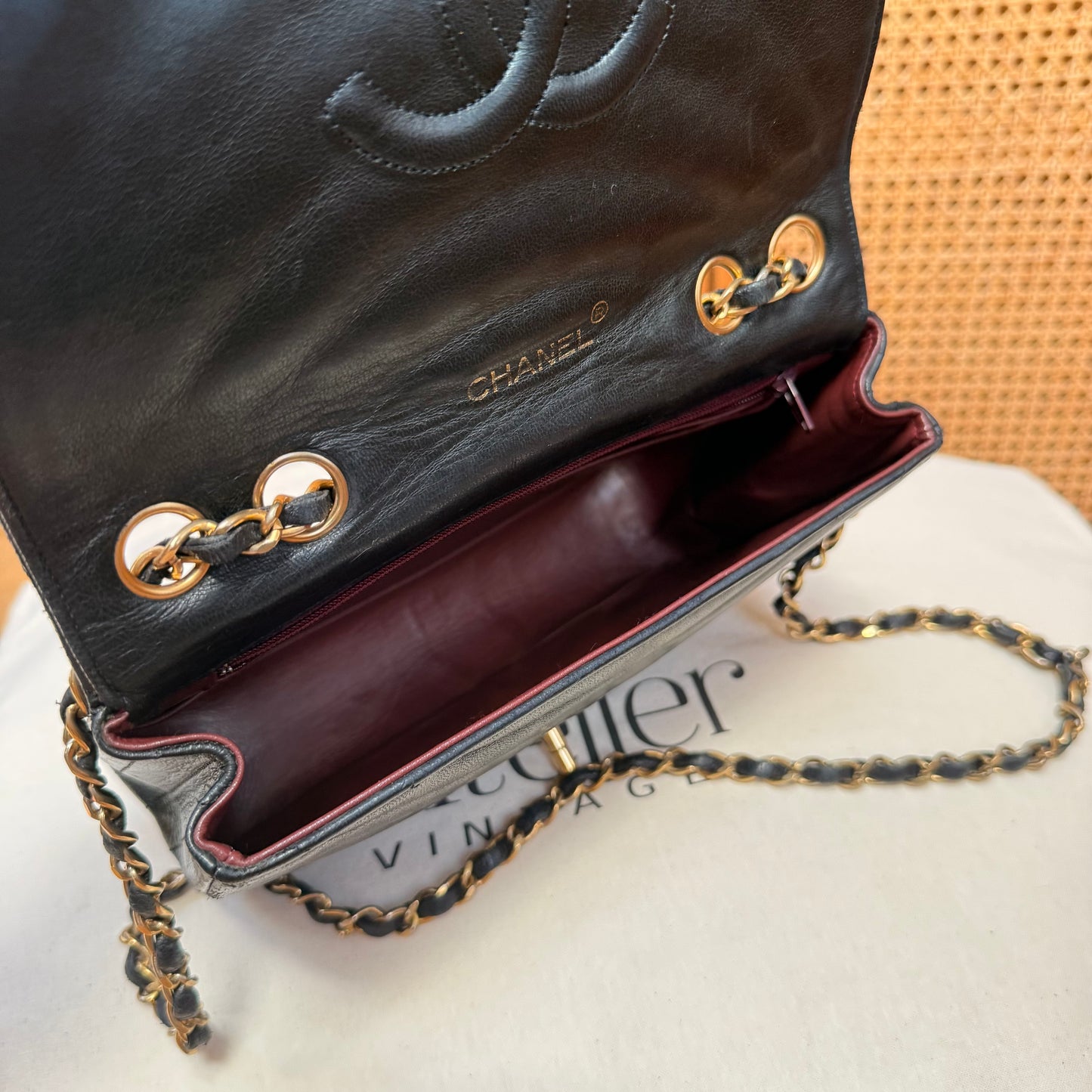 Chanel 1986 Rare Black Half Moon Quilted single flap