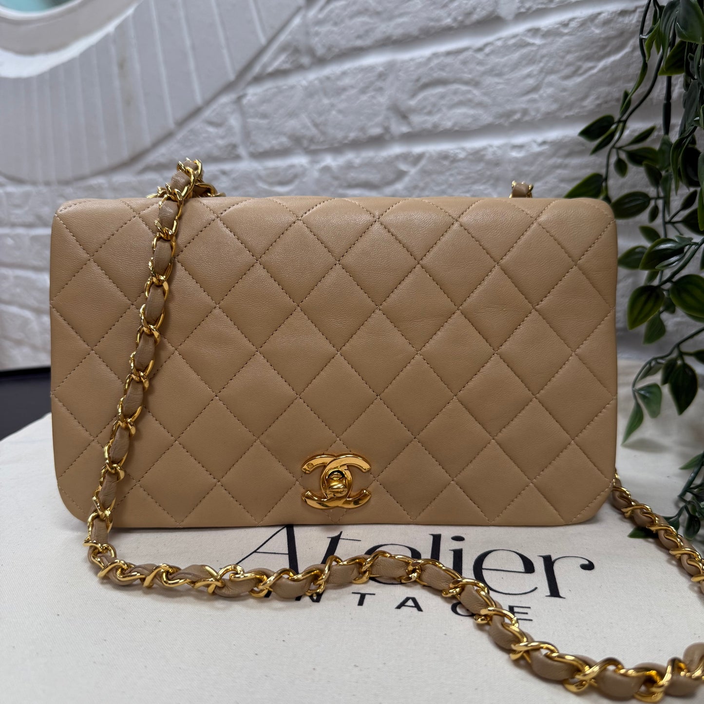 Chanel 1989 Rare Dark Beige Full Flap