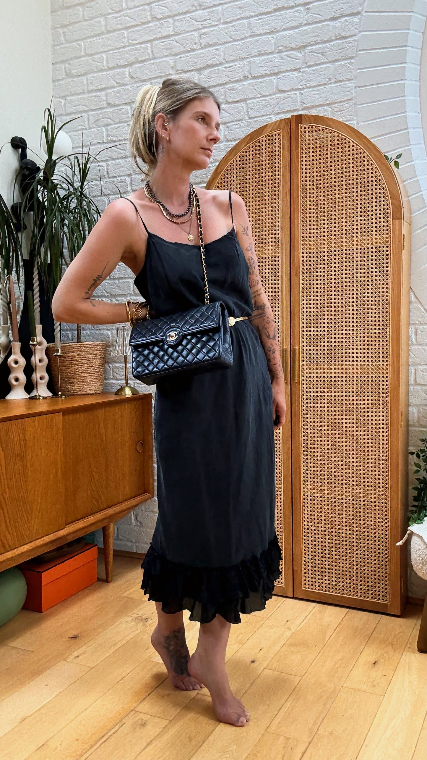 Chanel 1993 Navy Paris limited edition two tone turnlock single flap