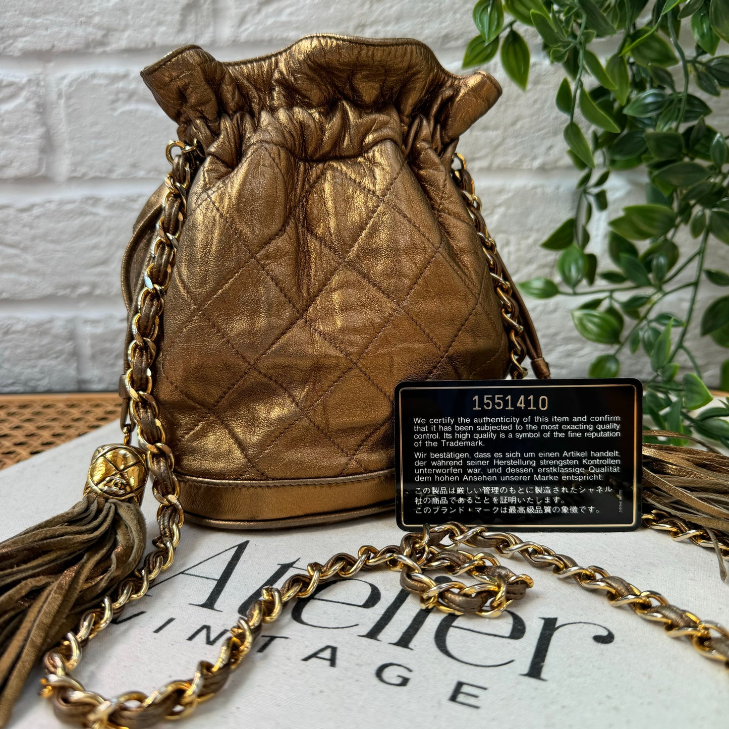 Chanel 1989 Aged Gold Tassel Bucket Bag