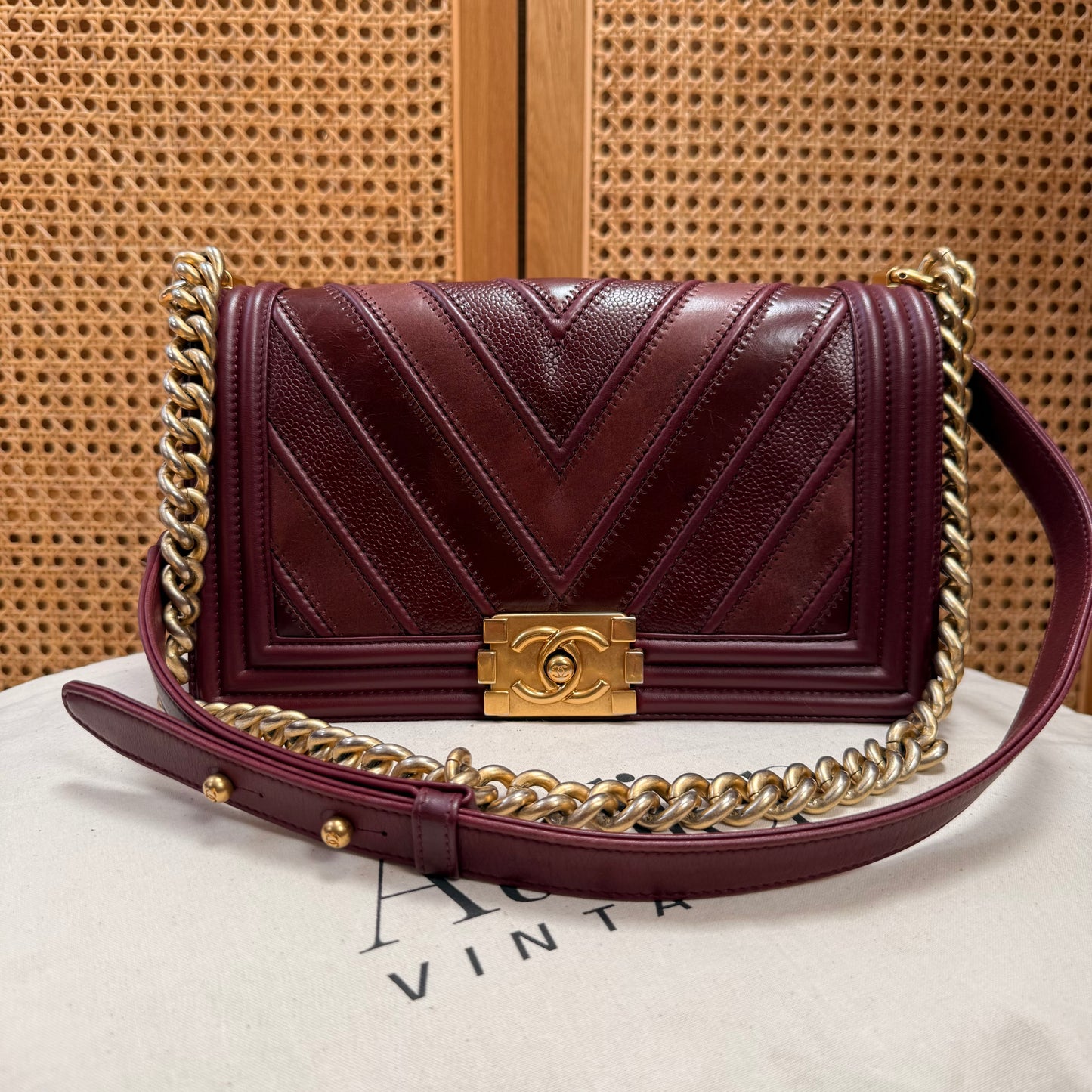 Chanel Rare 2016 Bordeaux Le Boy in Caviar mix
