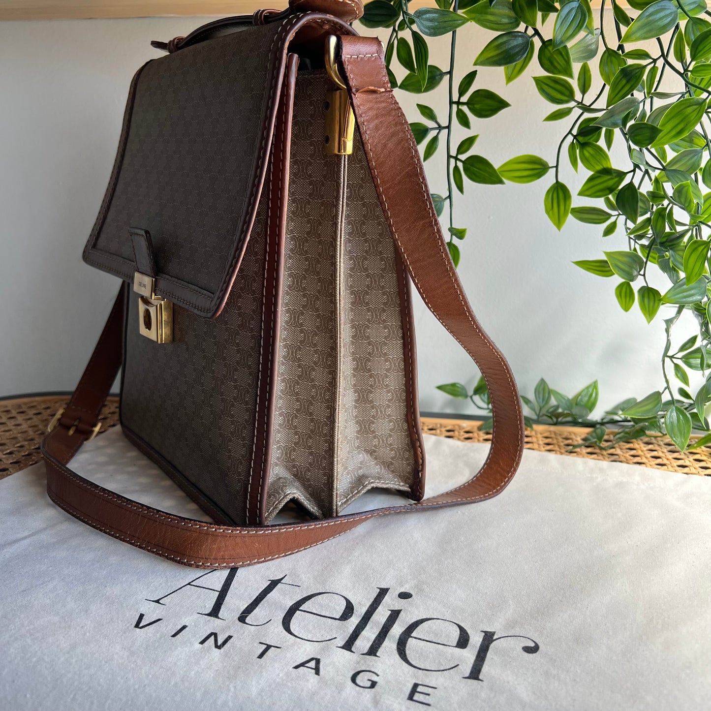 Celine Vintage Macadam Beige Shoulder Bag
