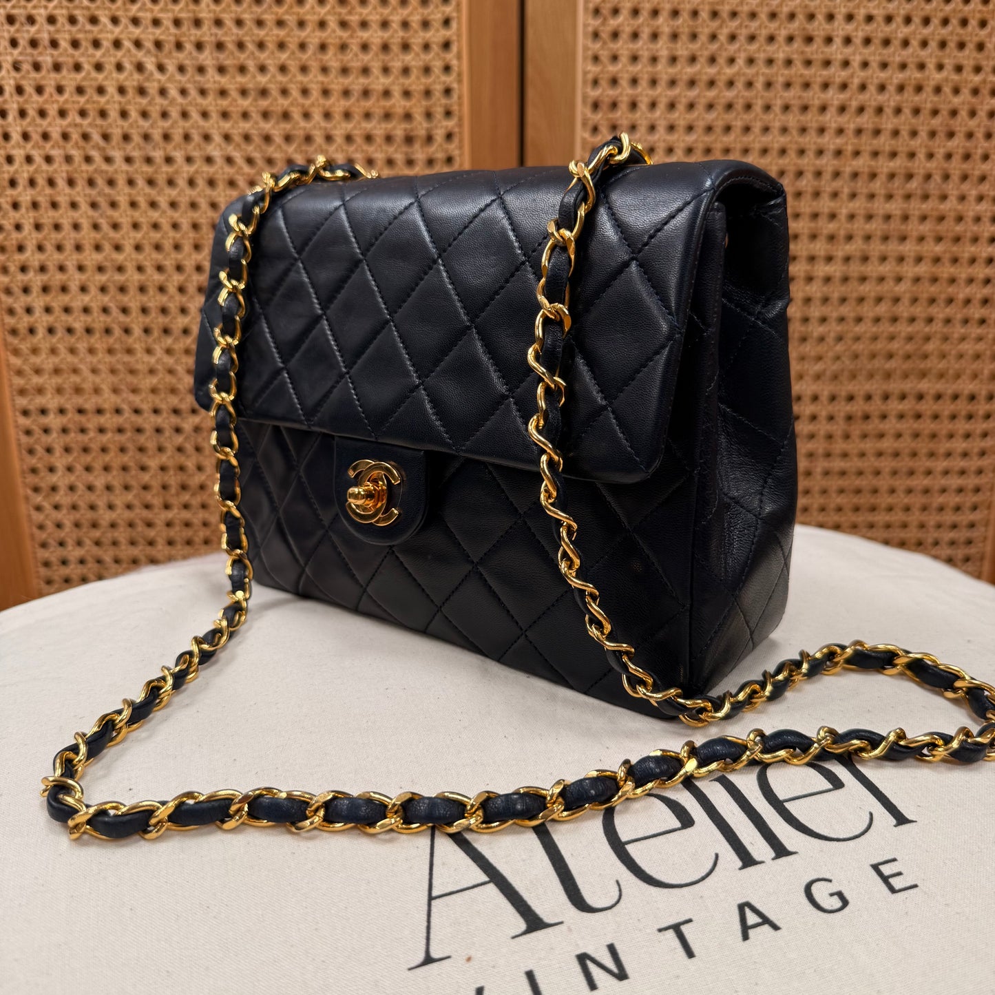 Chanel 1989 Classic Square Single Flap Medium - Navy