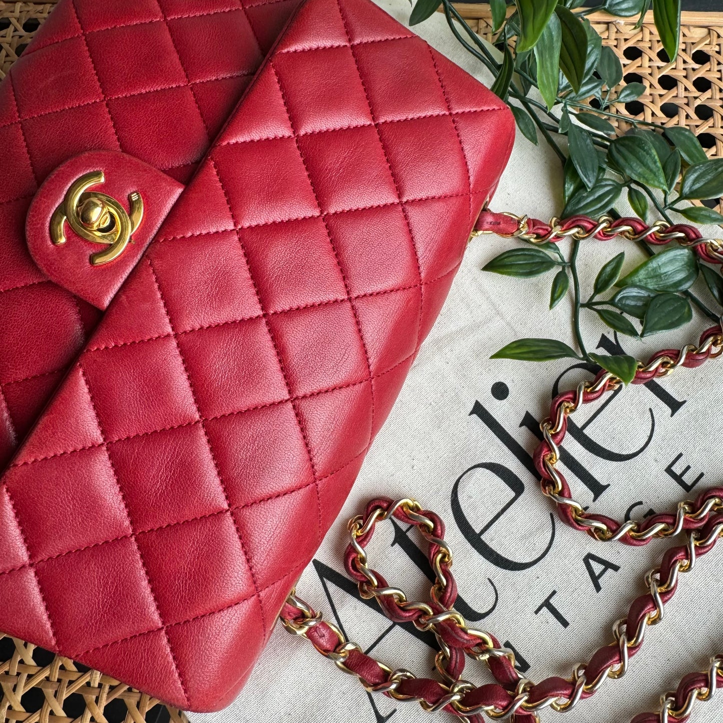 Chanel 1989 Red Classic Square Single Flap Medium