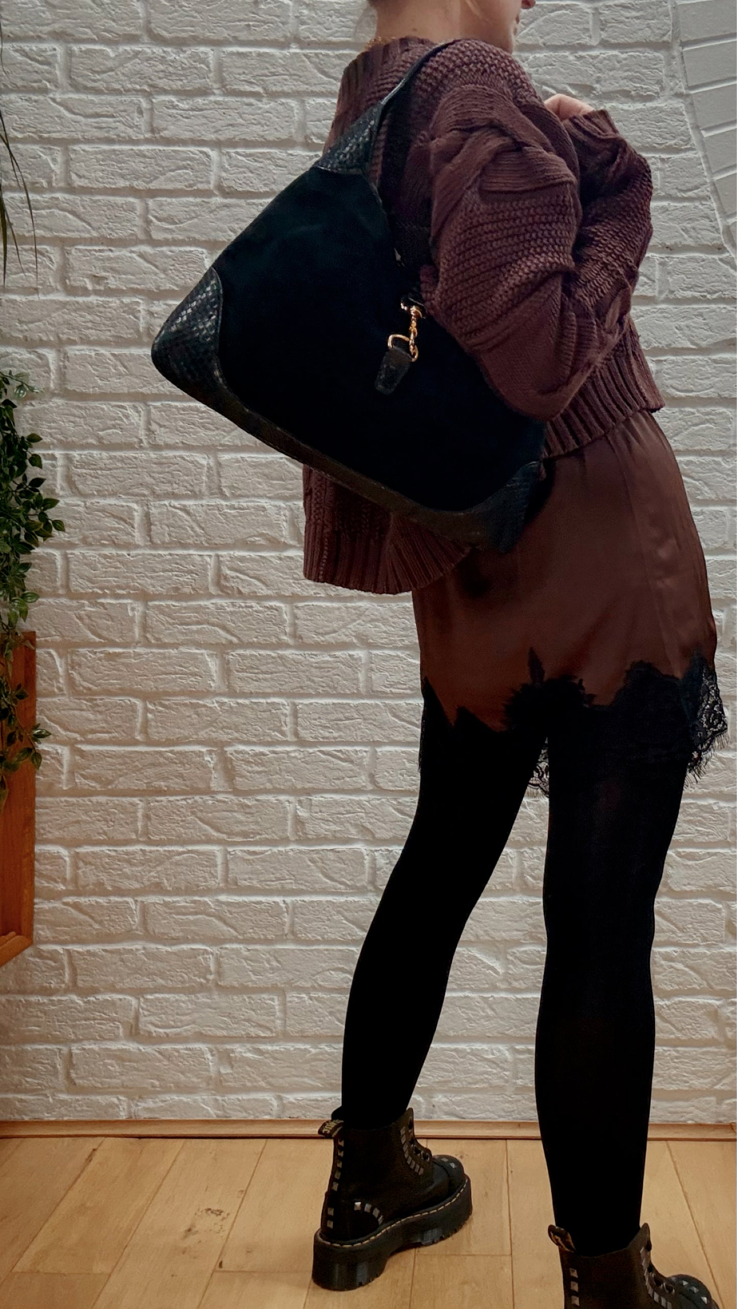 Gucci Large Jackie 1961 Suede & Lizard Leather