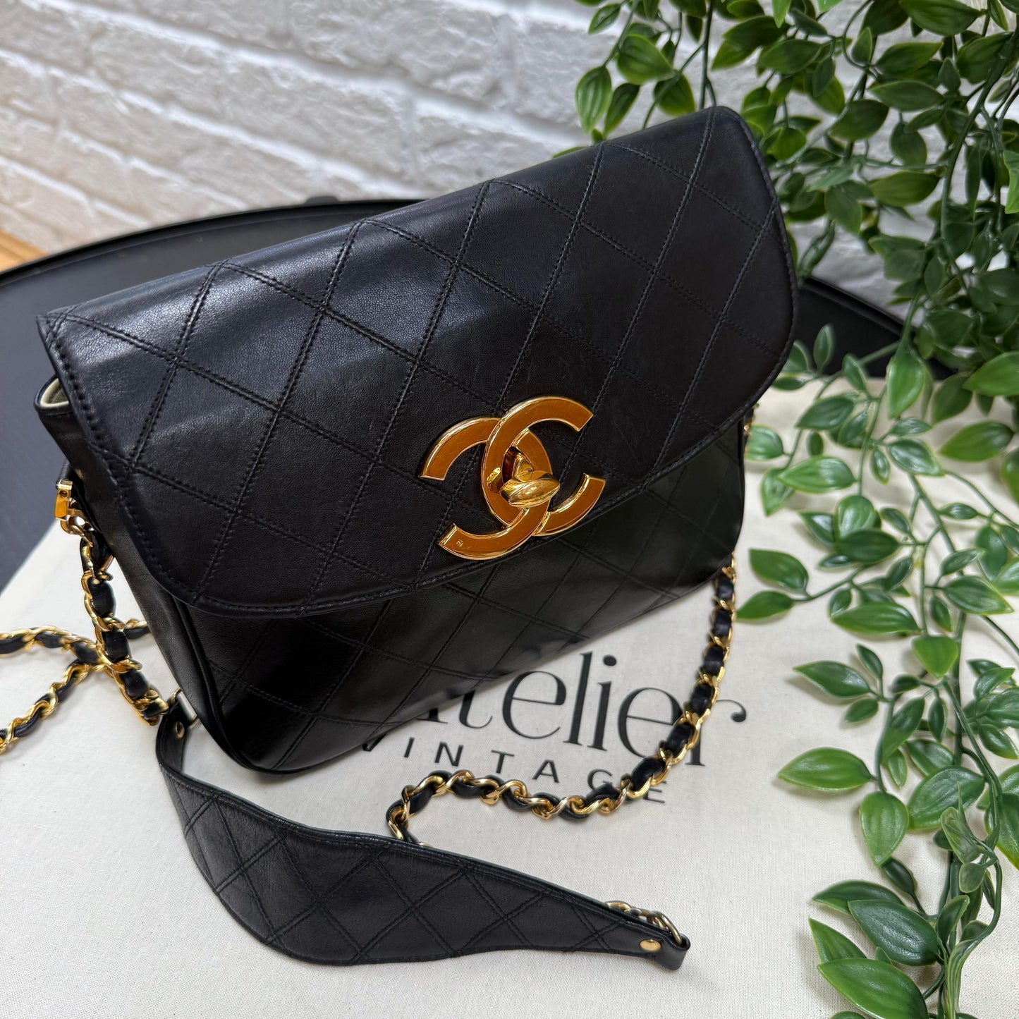 Chanel Jumbo CC Clasp Black Lambskin Cross Body