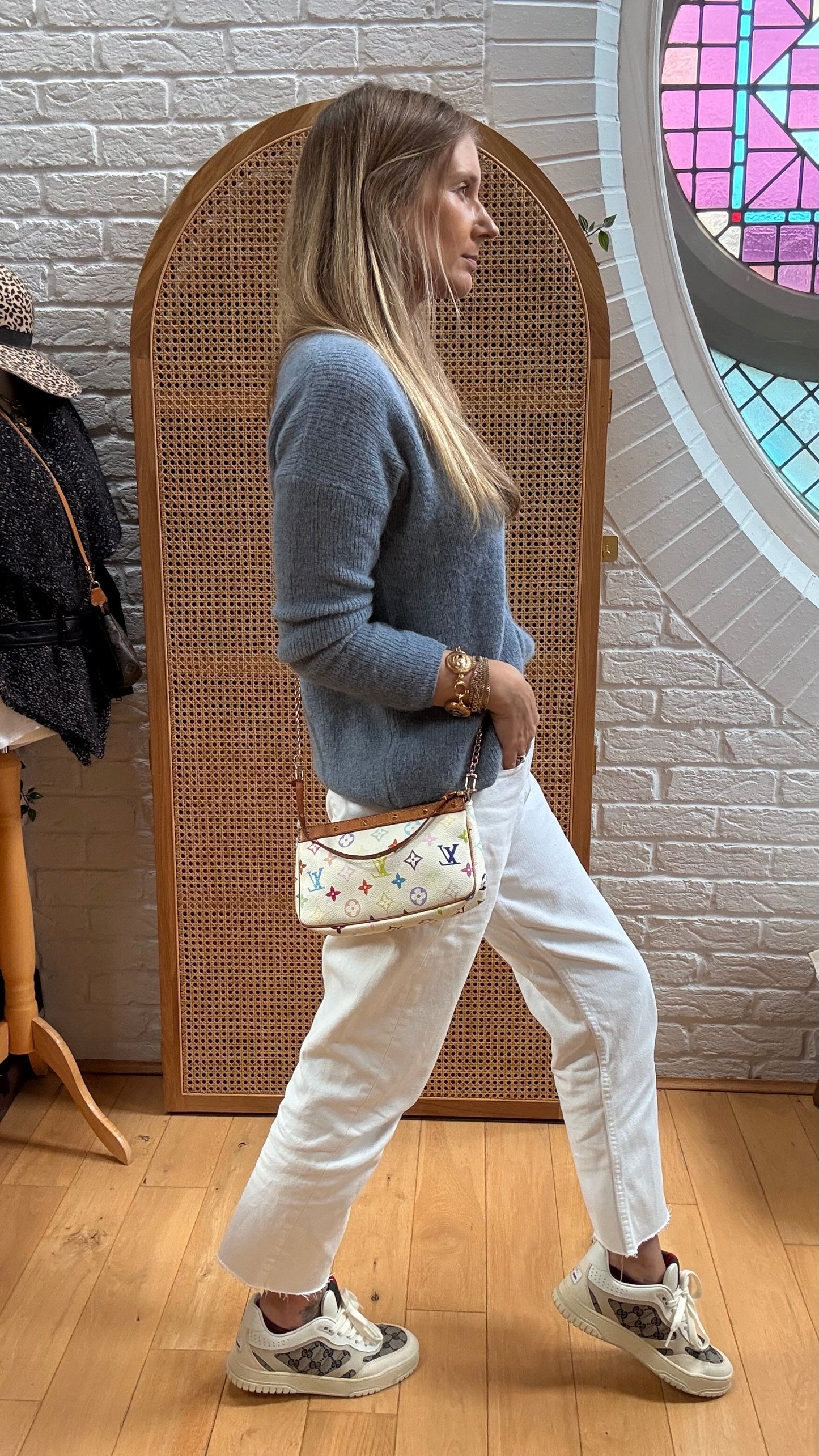 Louis Vuitton 2003 Murakami white Multi Color Pochette Accesssoires