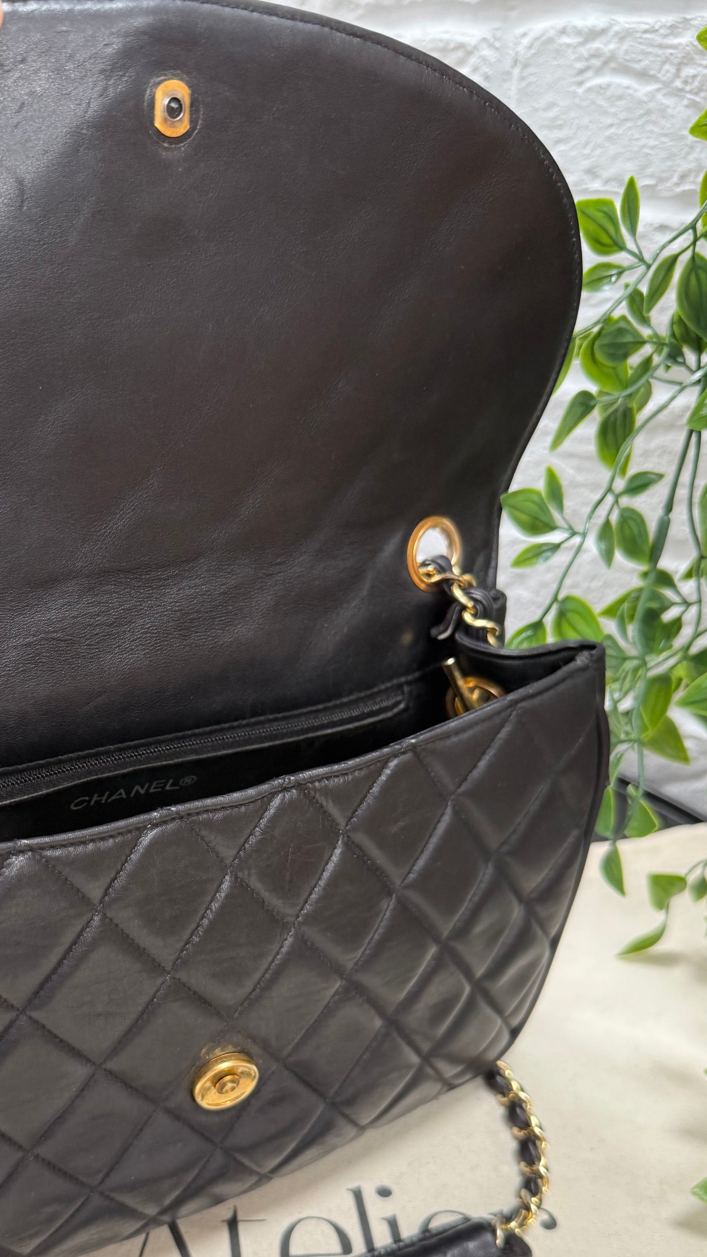 Chanel 1986 CC Button Quilted Half Moon Flap