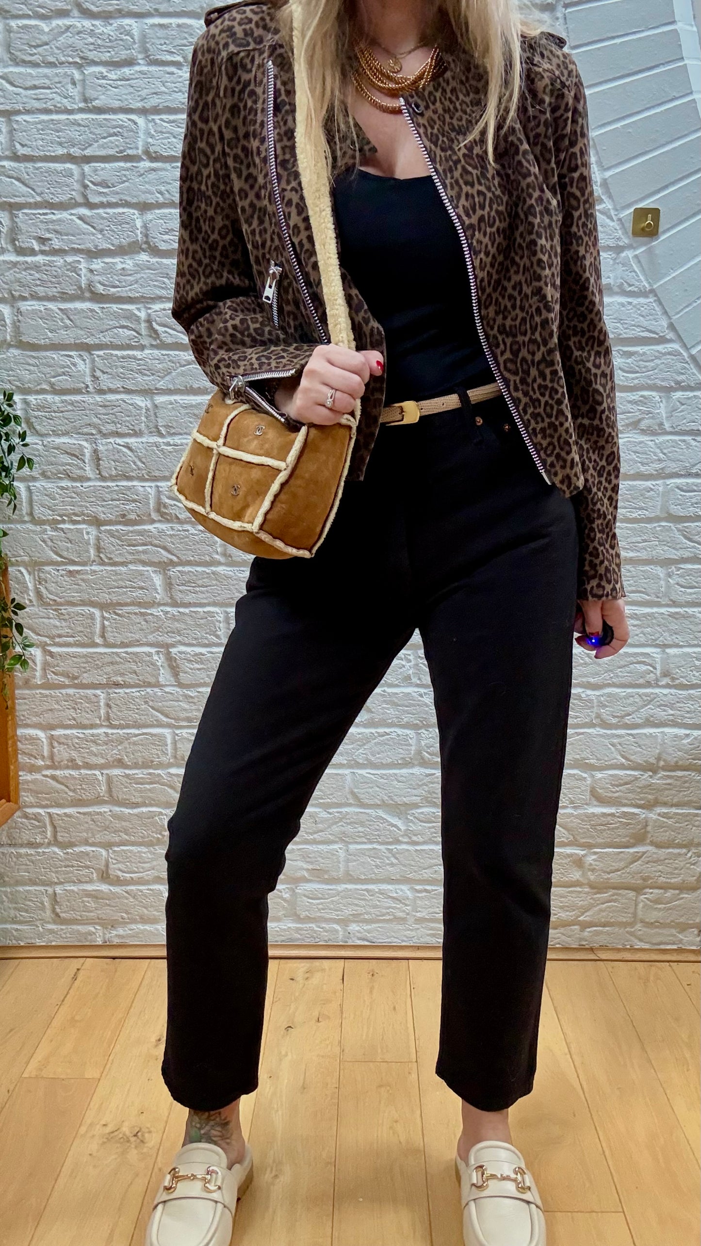 Chanel 2000 Suede & Shearling CC Shoulder Bag