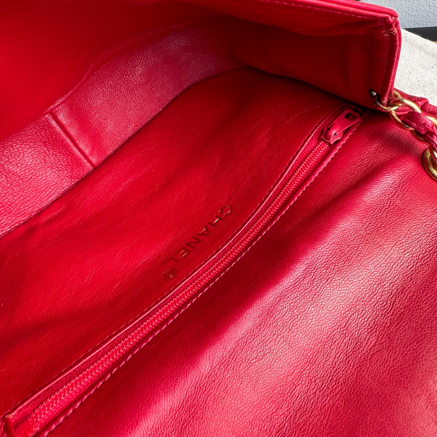 Chanel 1986 Red CC Quilted Full Flap