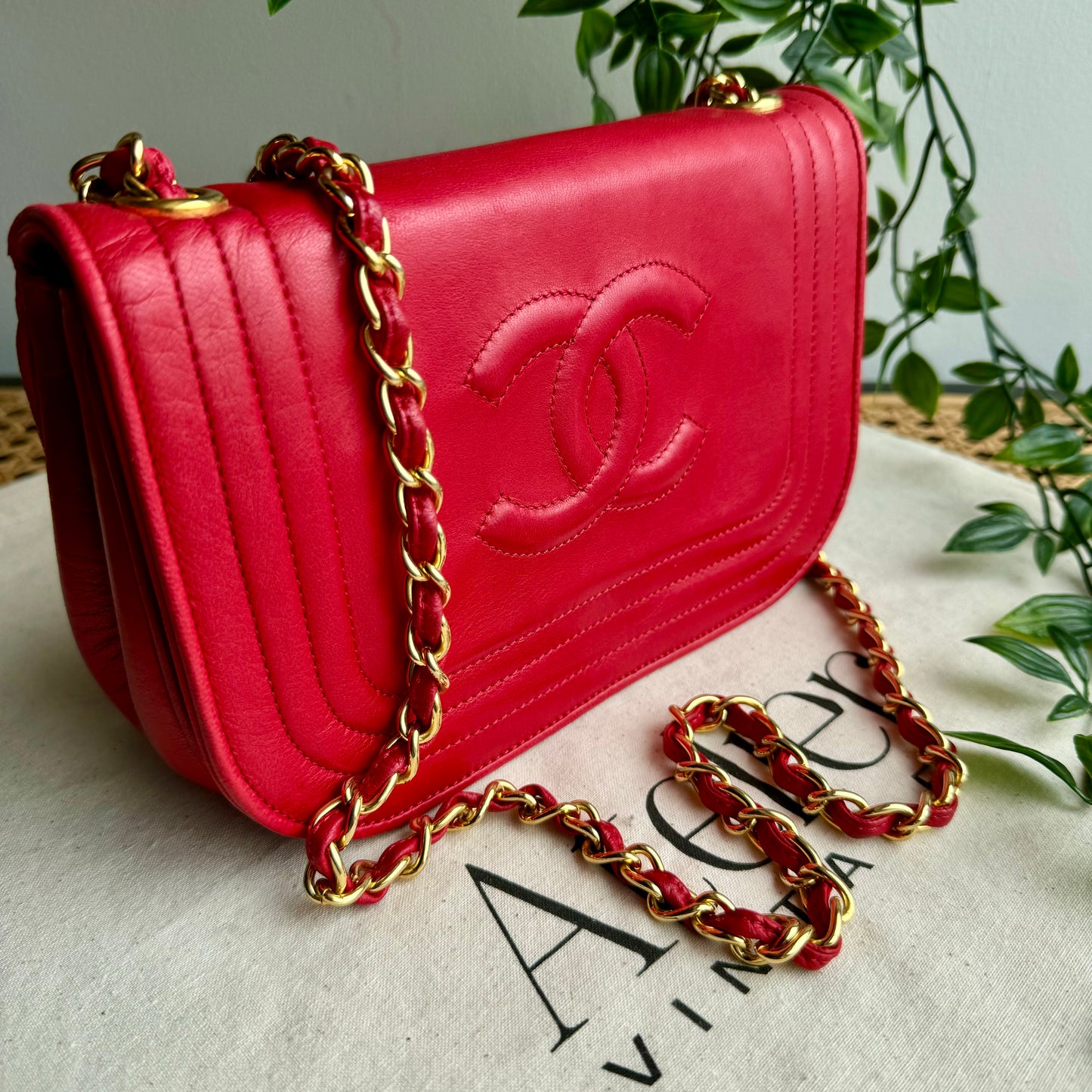 Chanel 1986 Red CC Quilted Full Flap