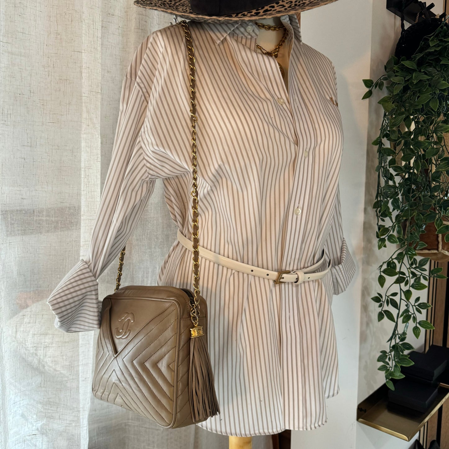 Chanel 1986 Dark Beige Vintage Tassel Camera Bag