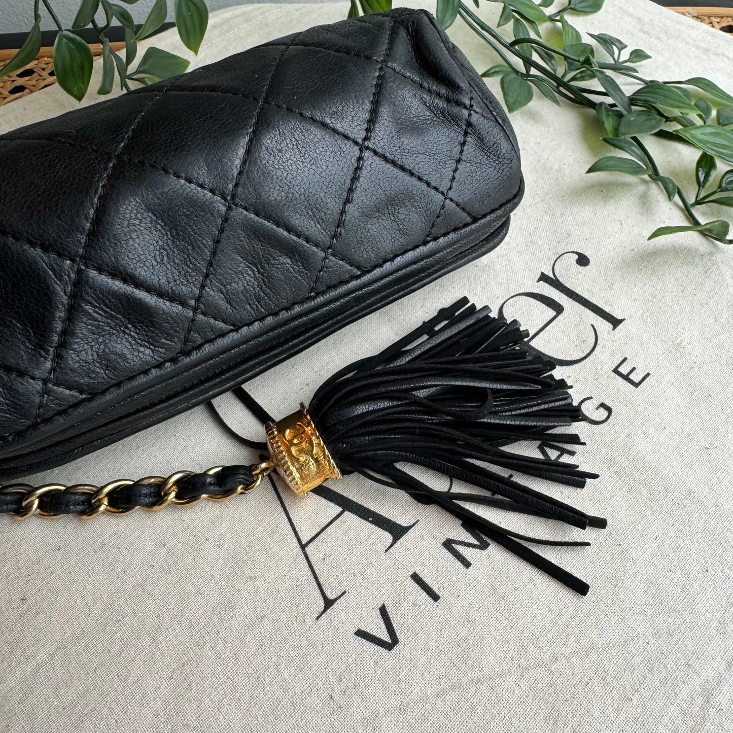 Chanel early 1990s Lambskin Tassel Pouch